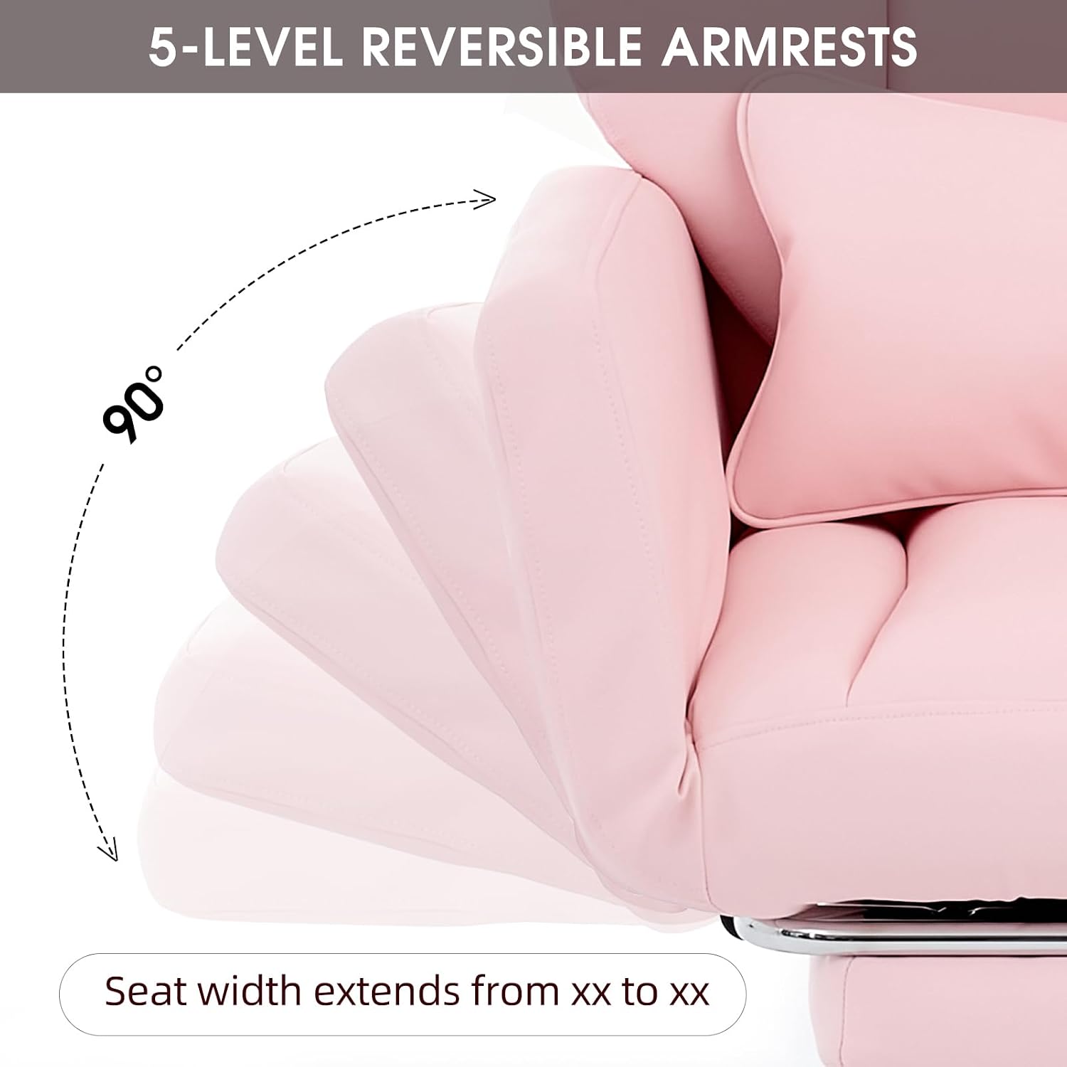 Criss Cross High Back Office Chair with Foot Rest, Ergonomic Cross Legged Desk Chair with Resivable Armrest, Comfortable Reclining 155°Swivel Chair for Home Office, Computer and Entertainment,(Pink)