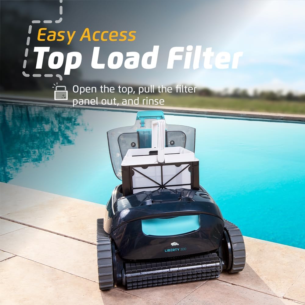 Dolphin Liberty 300 Cordless Automatic Robotic Pool Vacuum Cleaner, Magnetic Charging, Click-Up for Easy Removal, Ideal for In-Ground Pools up to 33 FT in Length