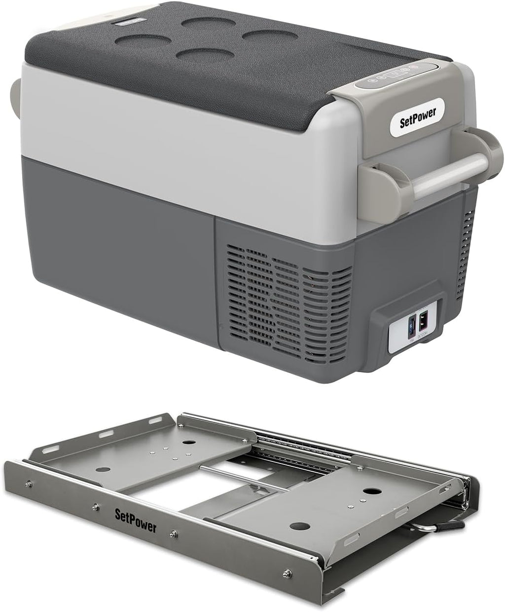 Setpower AJ Series Portable Refrigerator, Car Refrigerator, Portable Fridge Freezer, 12V Cooler, Car Fridge, Compact Refrigerator with 3-YEAR Warranty, 12/24V DC and 120-240V AC (30L+Slide)