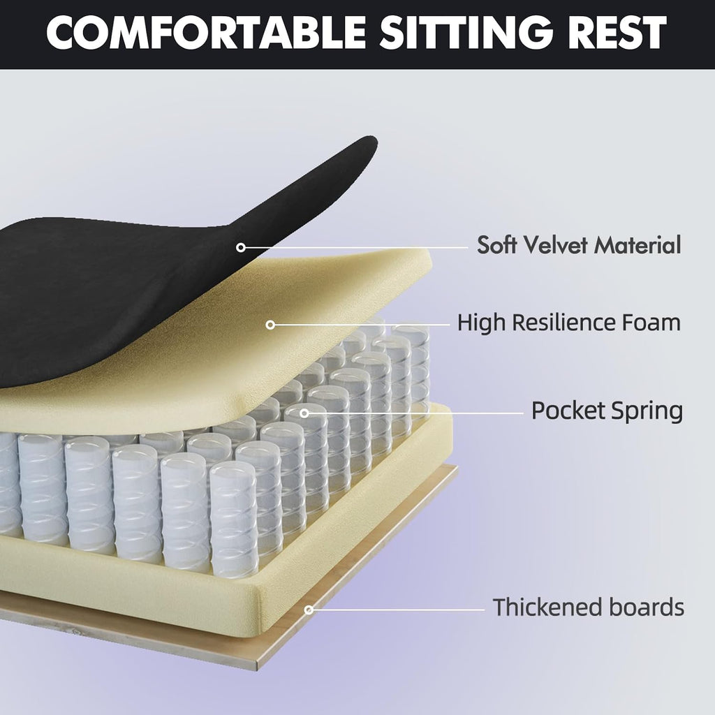 Soontrans Black Velvet Fabric Gaming Chairs with Footrest, Ergonomic Comfortable Video Gamer Chair, Reclining Office Computer Desk Game Chairs with Massage Lumbar Cushion,Headrest for Adult