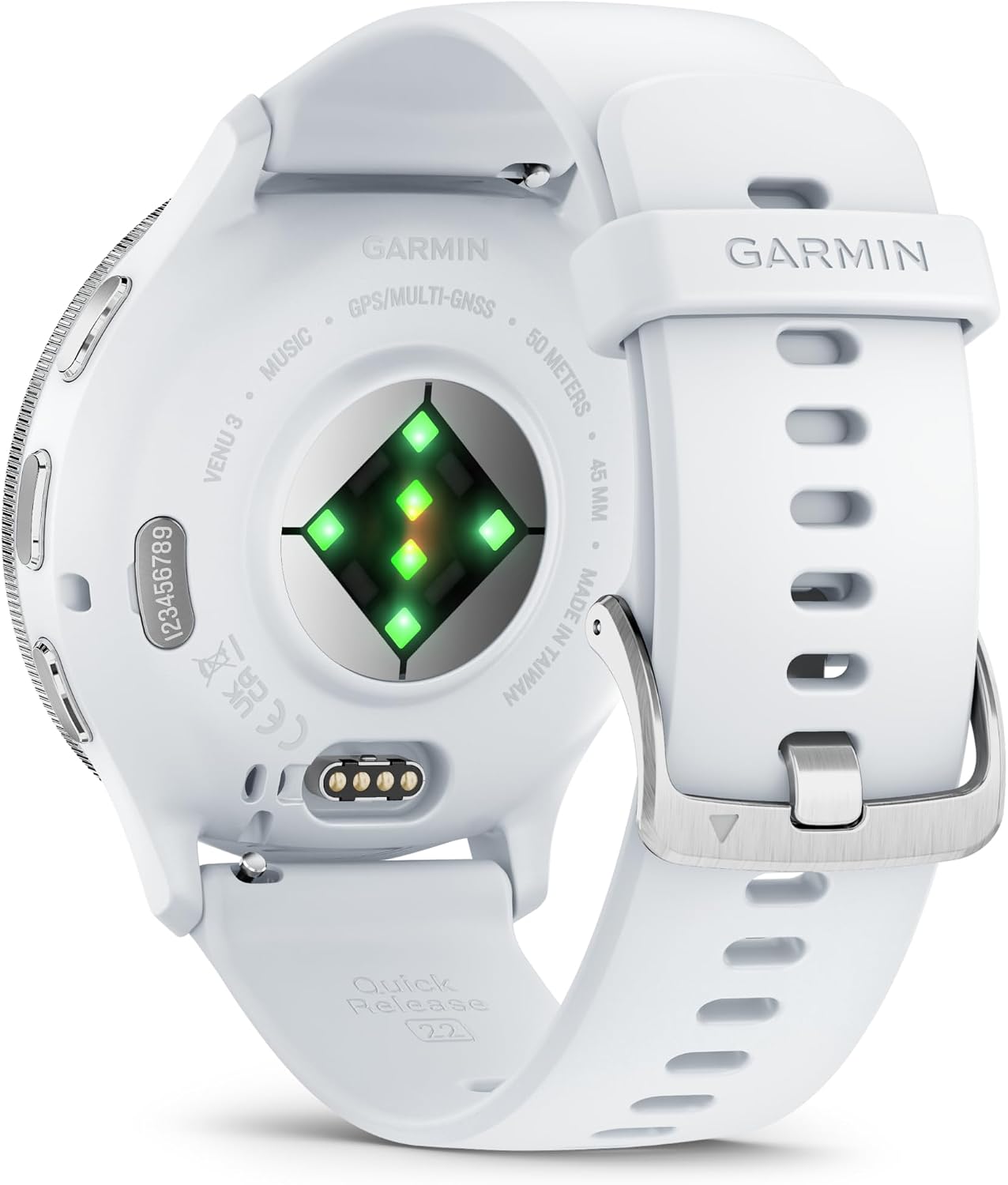 Garmin Venu 3 Advanced Fitness and Health Tracker GPS Smartwatch, 14 Days Battery Life with Silver Stainless Steel Bezel and 45mm Whitestone Case & Silicone Band 1.4 Inch AMOLED Touch Screen Display