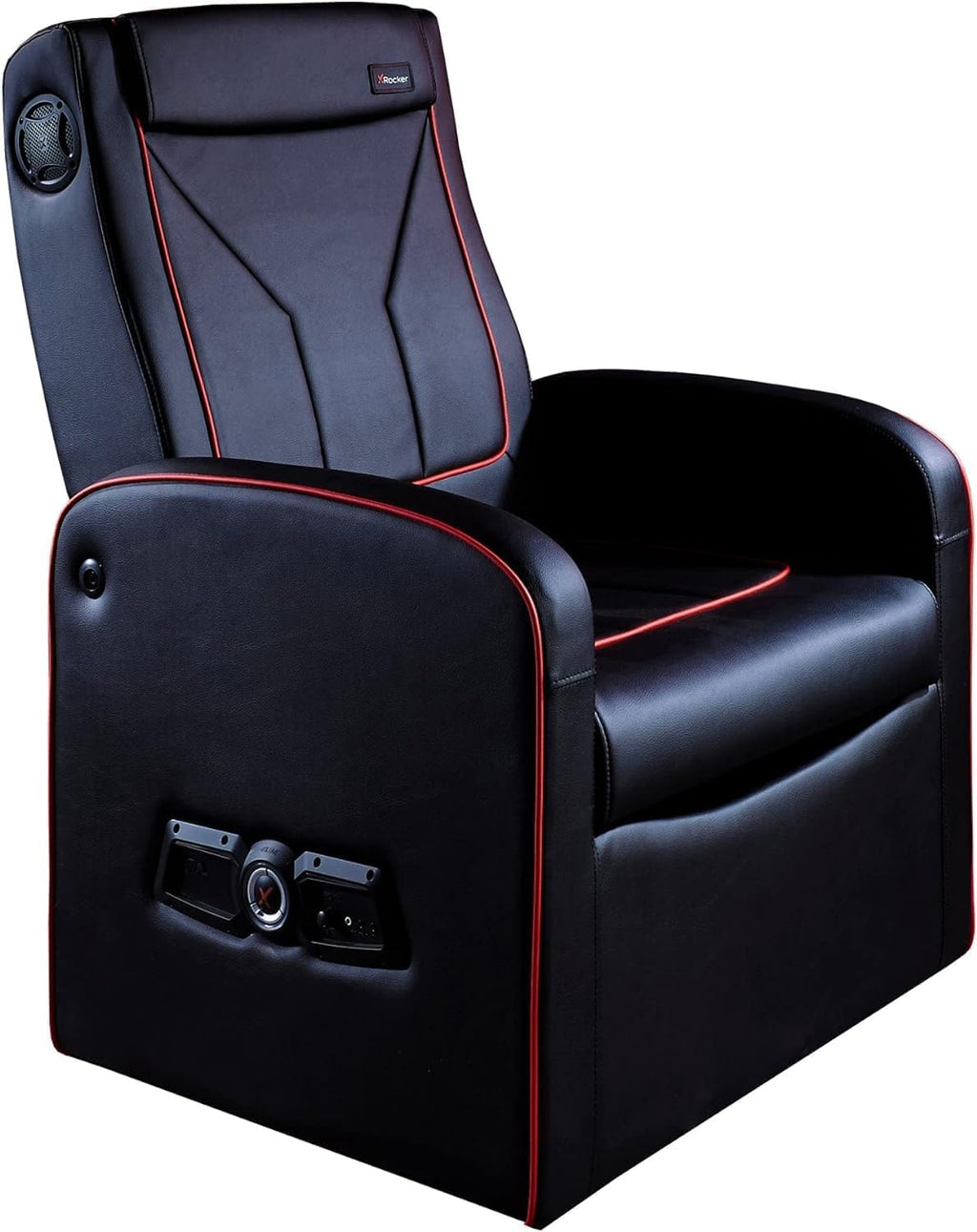 X-Rocker Luxe Ottoman Armchair Single Padded Seat with 2.1 Audio Speakers, Faux Leather Sofa Lounge Game Seat for Kids and Juniors, Console Gaming Chair with Storage for PS, XBOX, Nintendo - BLACK