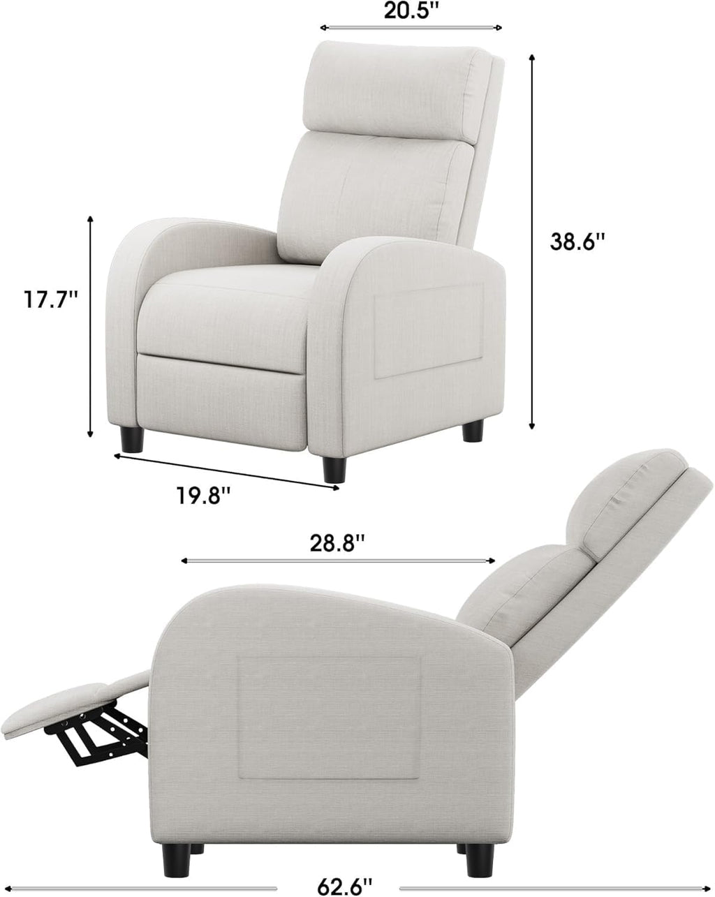Homall Recliner Chair, Recliner Sofa for Adults, Recliners Home Theater Seating with Lumbar Support, Reclining Sofa Chair for Living Room (Fabric, Beige)