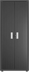 Manhattan Comfort Fortress Textured Metal 75.4' Garage Cabinet with 4 Adjustable Shelves in Charcoal Grey