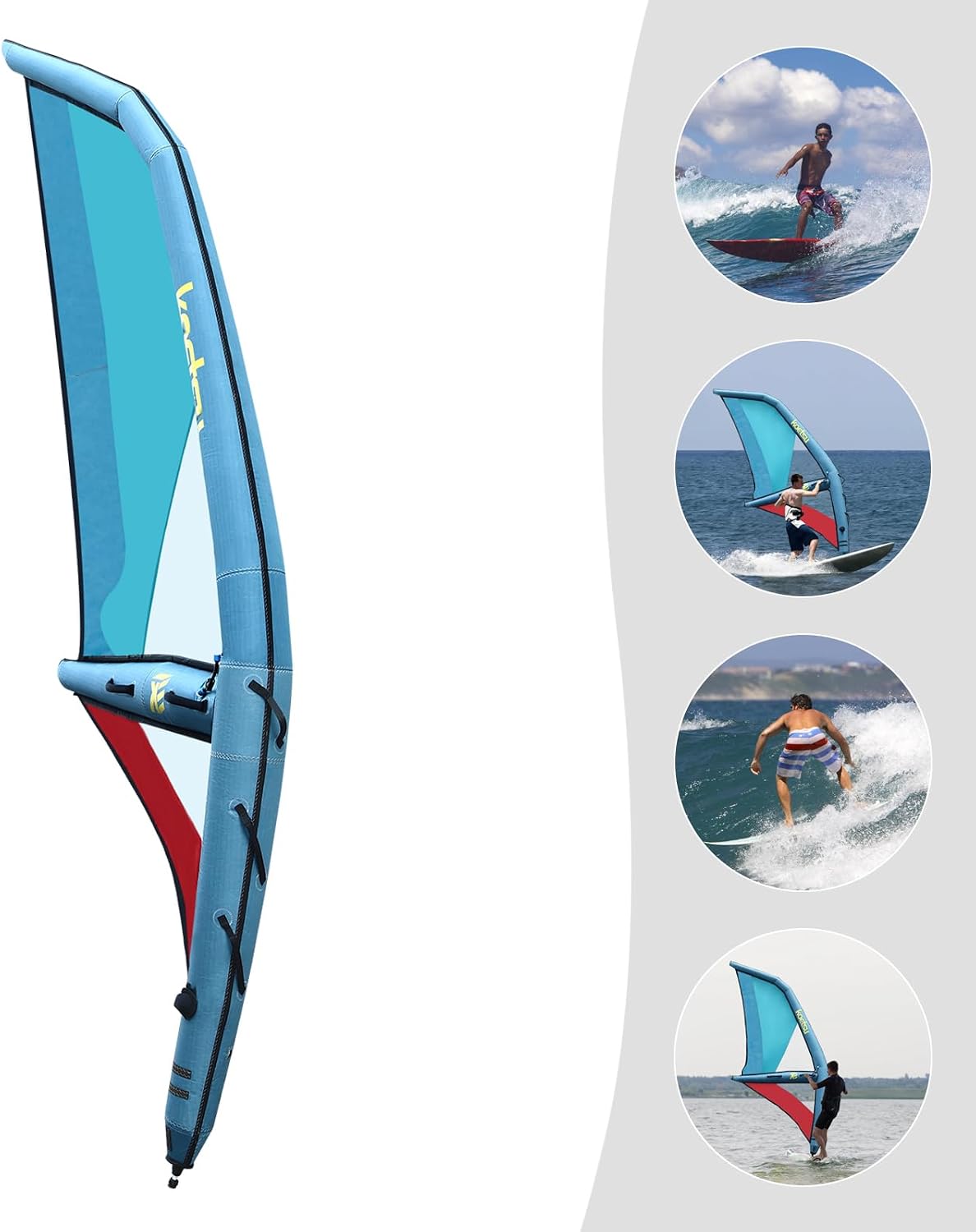 Paddle Board Sail, Inflatable Sail, Inflatable Sailing Sail, Professional Inflatable Paddle Board, Blue and Red, 45.21ft² Sail Area, 360° Base Rotation, Ideal for Windsurfing