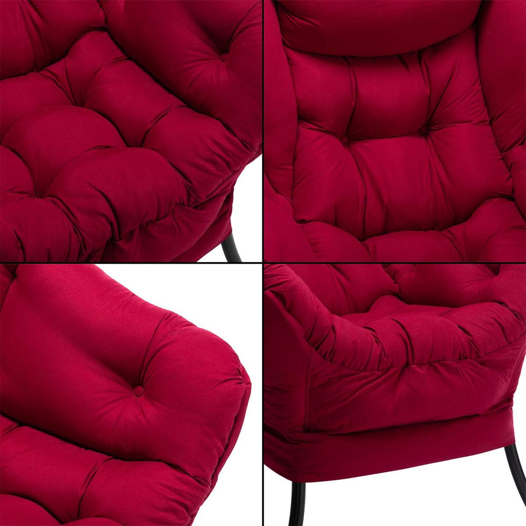 HollyHOME Lazy Chair with Armrest and Side Pocket, Comfy Accent Lounge Chair,Leisure Sofa Armchair for Living Room, Bedroom, Dorm, or Small Spaces, Oversized Reading Sofa Chair, Burgundy