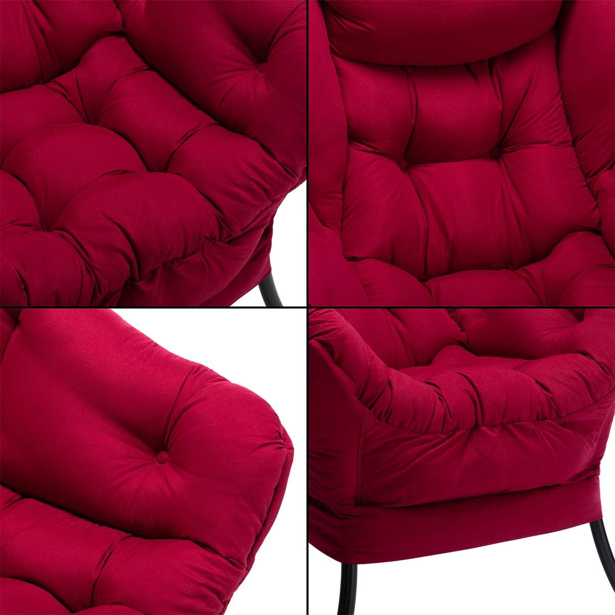 HollyHOME Lazy Chair with Armrest and Side Pocket, Comfy Accent Lounge Chair,Leisure Sofa Armchair for Living Room, Bedroom, Dorm, or Small Spaces, Oversized Reading Sofa Chair, Burgundy