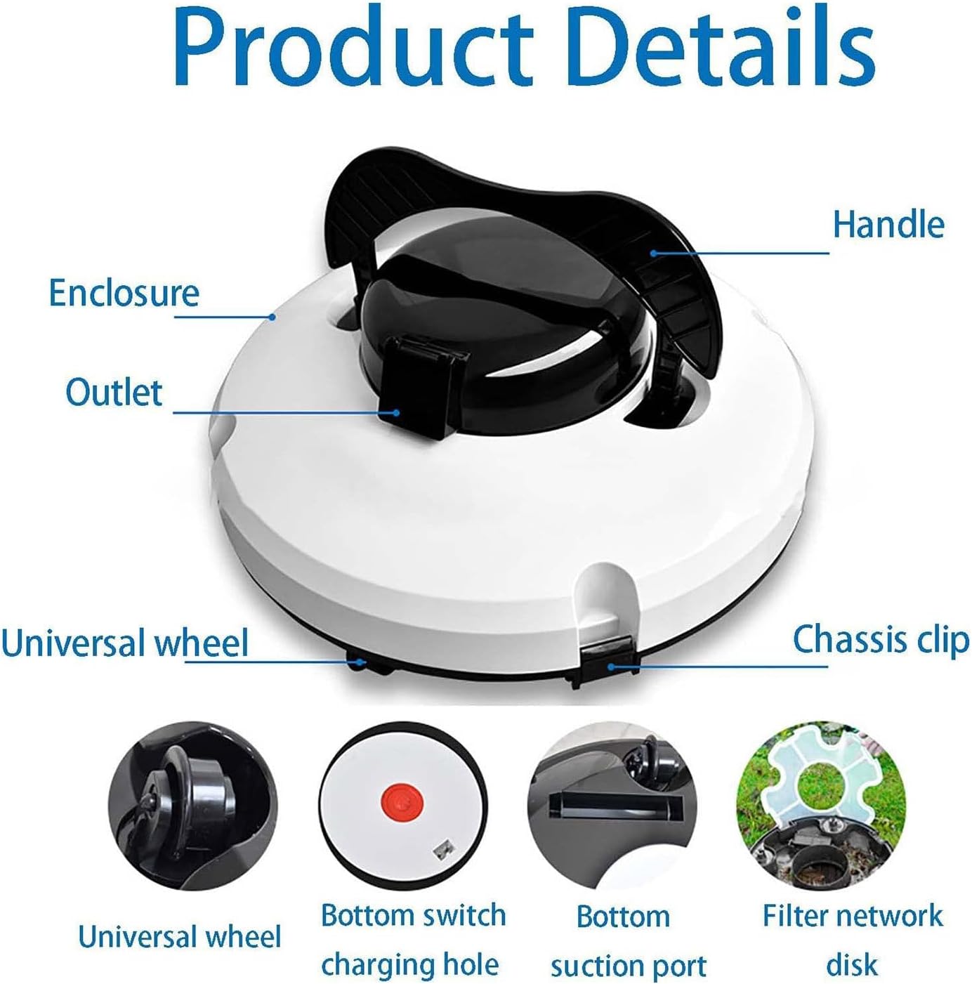 Pool Cleaning Robot Lasts 120 Minutes, Self Parking, Dual Motor, IPX8 Waterproof, Cordless Pool Cleaning Robot with Battery, for above Ground/Inground Shallow Pools up to 100m²