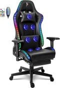 Adult Gaming Chair,Ergonomic Computer Chair,Gaming Chair with Footrest and Massage Lumbar Support,Gaming Chair with Speakers and RGB Lights,180° Tilt High Back Office Chair.,Black