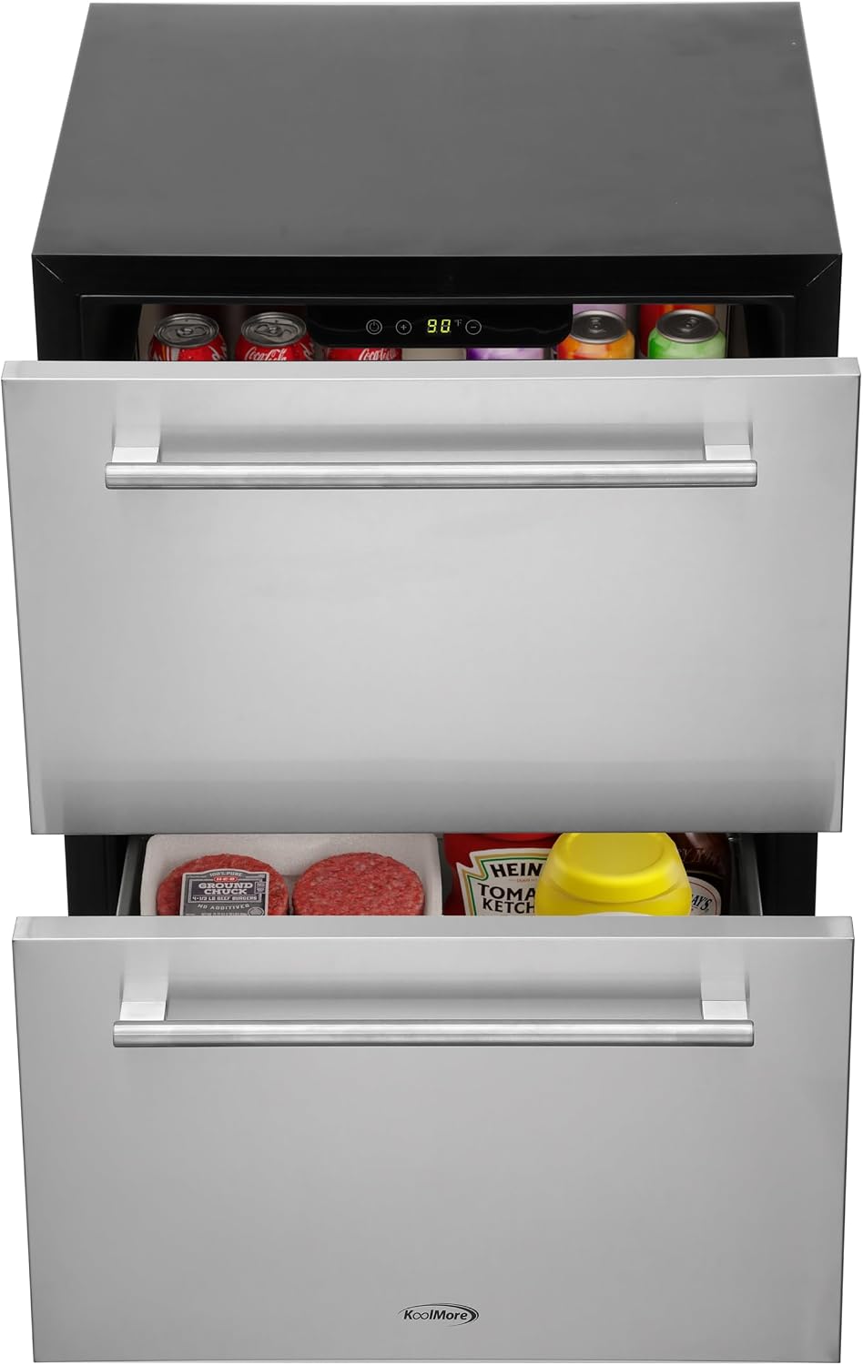 KoolMore KM-OKS-RD2 24 in. Outdoor Kitchen Double Drawer Built-in Refrigerator in Stainless-Steel, ETL Listed