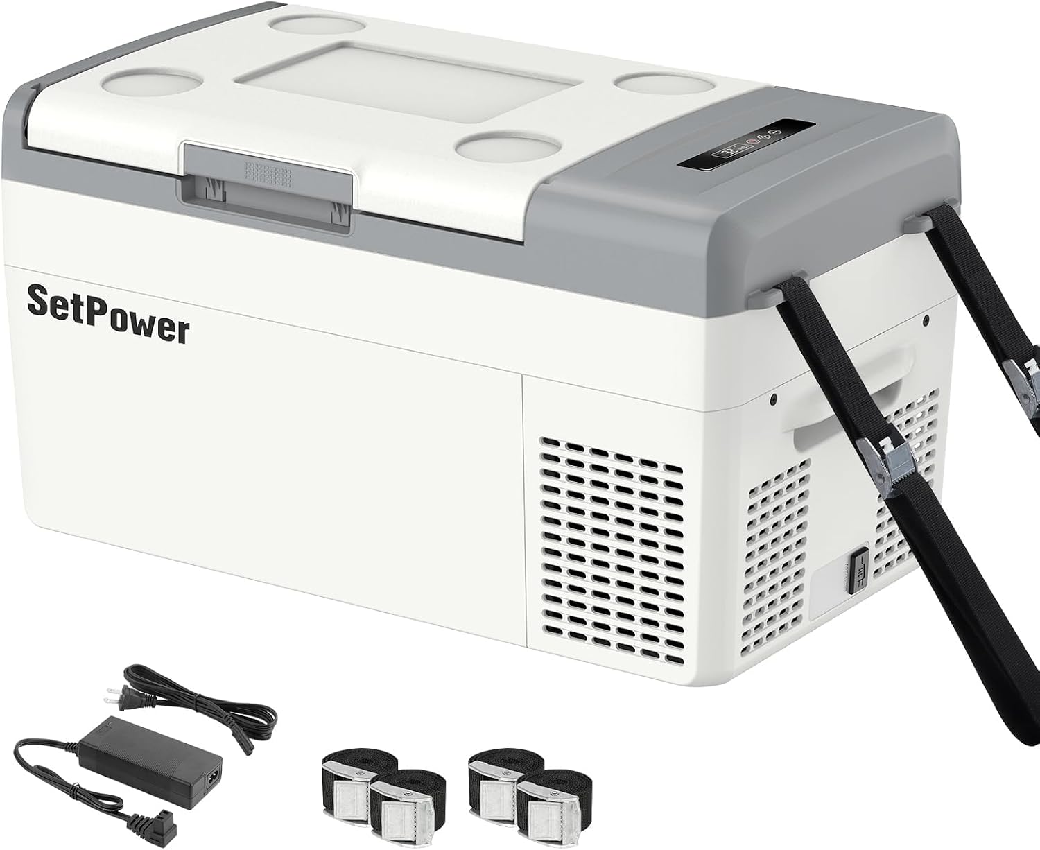 Setpower Electric Coolers for Vehicles AC/DC 12V Refrigerator, 20L/21QT Car Refrigerator Portable Freezer, Car Fridge Plug In Cooler for Truck RV SUV Van Travel Camping, White(1-year warranty)