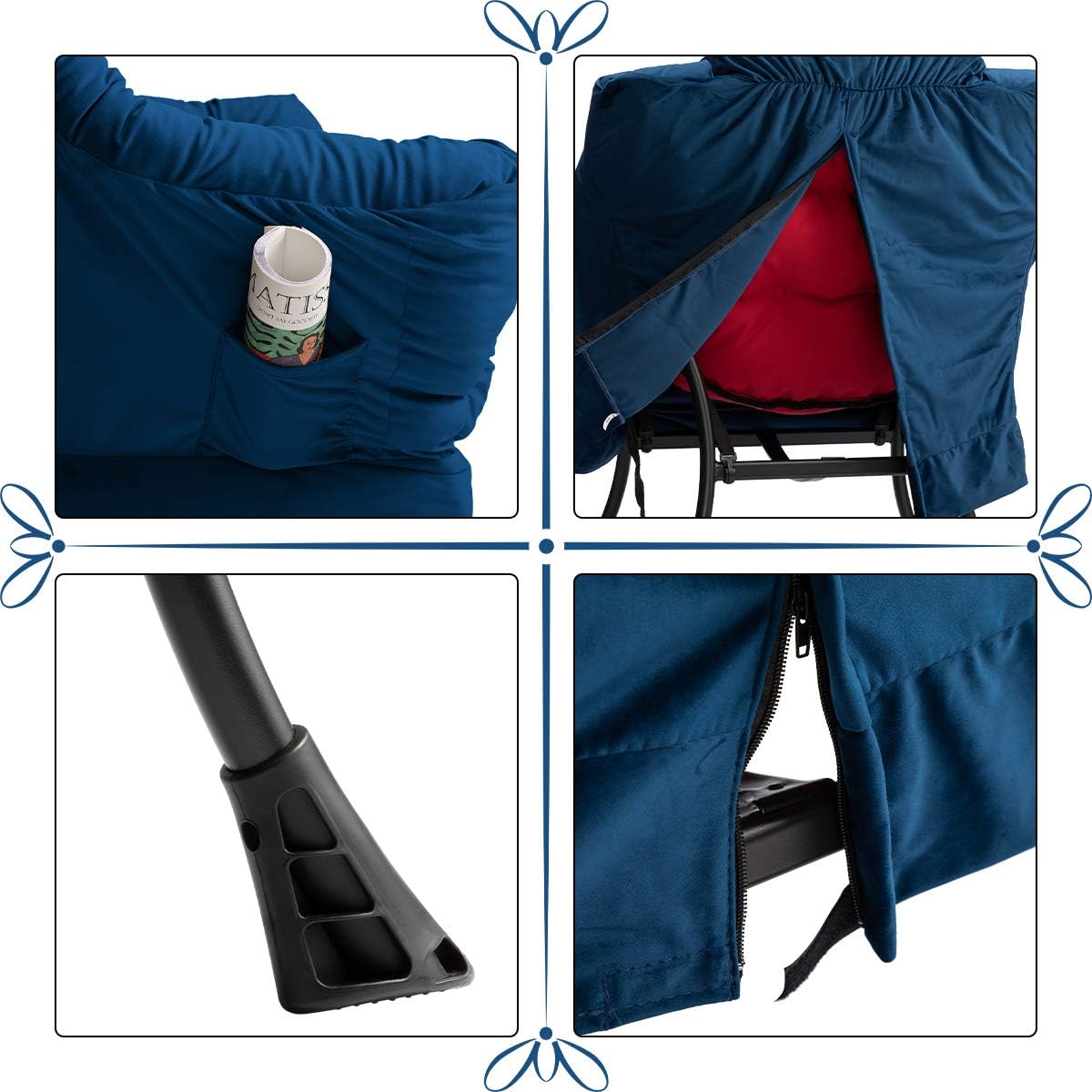 HollyHOME Lazy Chair with Armrest and Side Pocket, Comfy Accent Lounge Chair,Leisure Sofa Armchair for Living Room, Bedroom, Dorm, or Small Spaces, Oversized Reading Sofa Chair,Velvet Royal Blue