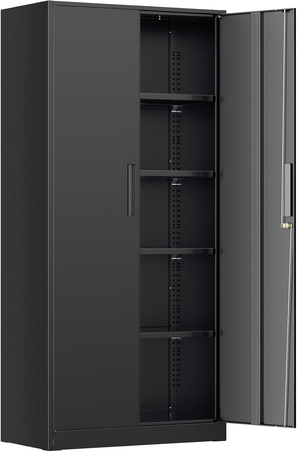 INTERGREAT Metal Storage Cabinet, 72' H Storage Cabinet with 2 Doors and 4 Adjustable Shelves for Office, Home, Garage, Pantry (Assembly Required, Black)