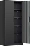 INTERGREAT Metal Storage Cabinet, 72' H Storage Cabinet with 2 Doors and 4 Adjustable Shelves for Office, Home, Garage, Pantry (Assembly Required, Black)