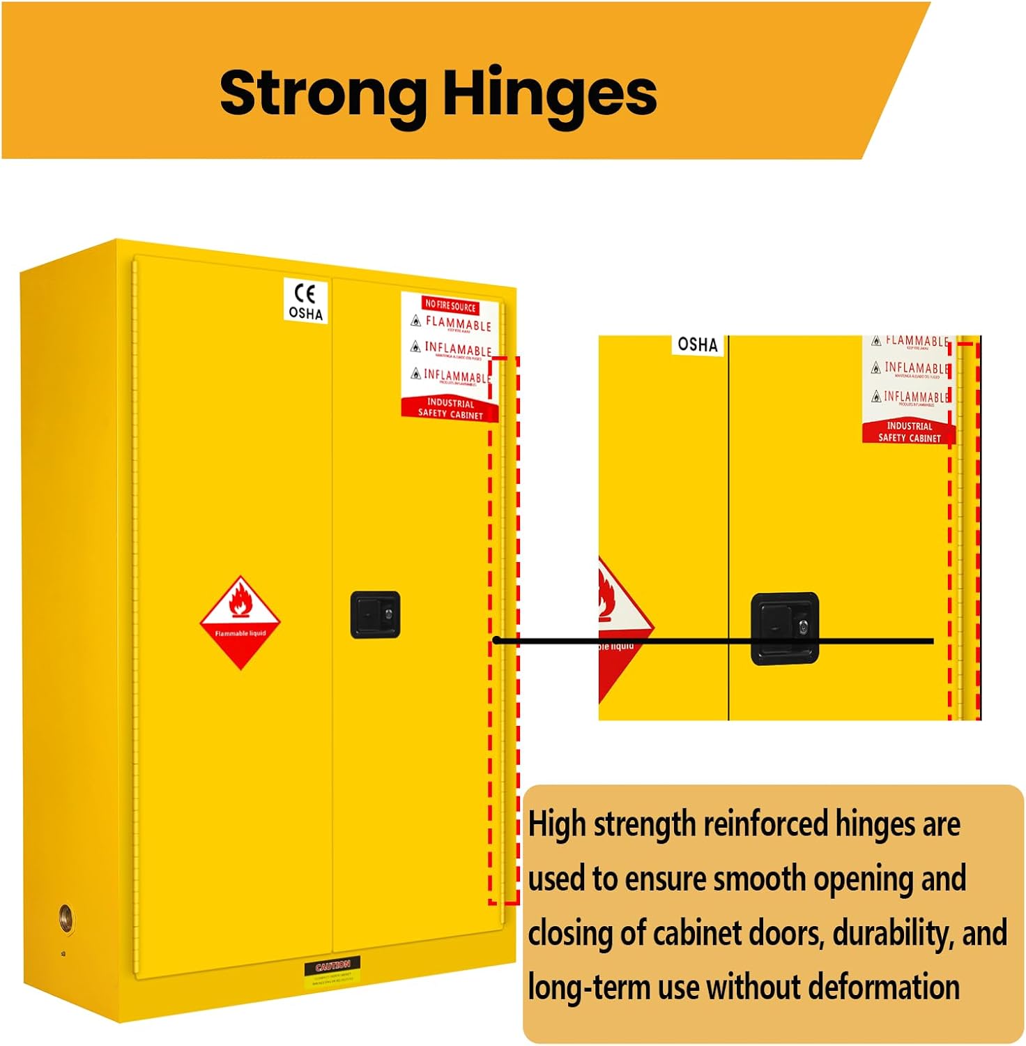 272 Gallon Flammable Liquid Storage Cabinet Fireproof Metal Cabinet with 3 Point Lock, Adjustable Shelves for Industrial, Scientific, Warehouse Use