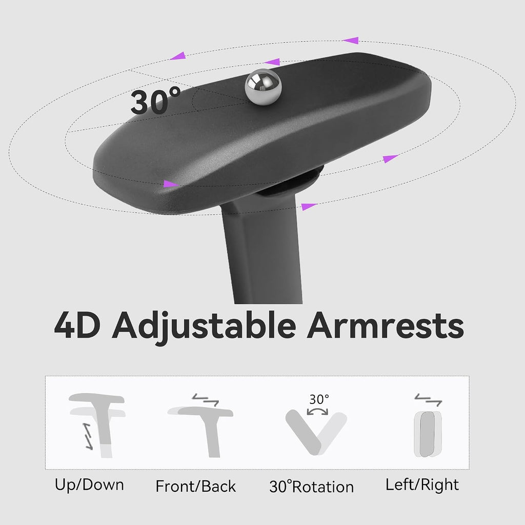 Gaming Chair 4D Adjustable Armrests - 170° Reclining & 320lb Capacity, High Back Ergonomic Computer Chair with Lumbar Support, Fabric Office Chair for Adults (Black)