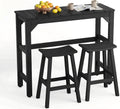 Stoog 3-Piece Patio Bar Set – All-Weather HIPS Outdoor Bar Stools Set of 2, Counter Height Bar Table with Waterproof Top, Fade & Rot Resistant, for Backyard, Deck, Garden, Black