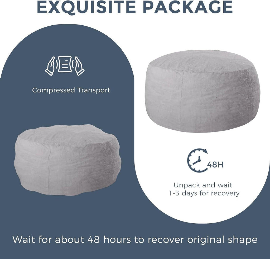 MAXYOYO Bean Bag Chair for Adults, Large 5 ft Bean Bag Chair with Foam Filling, Ultra Soft Fur Lazy Sofa for Living Room Bedroom, Machine Washable Cover