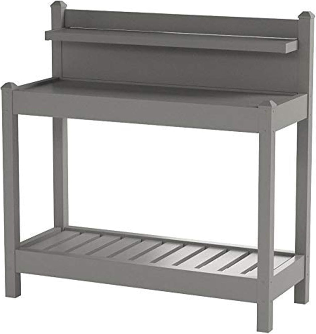Dura-Trel Greenfield PVC Vinyl Indoor Outdoor Table Potting Bench Station with Shelf for Plant Accessories & Gardening Supplies Storage, Mocha
