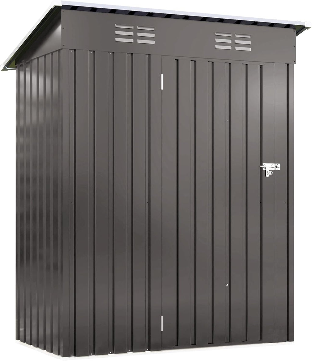 YOPTO 5X3 FT Sheds & Outdoor Storage,Metal Waterproof Tool Sheds with Pitched Roof and Lockable Door,Backyard House Buildings w/Vents,for Garden Sundries Sundries Bike,Gray