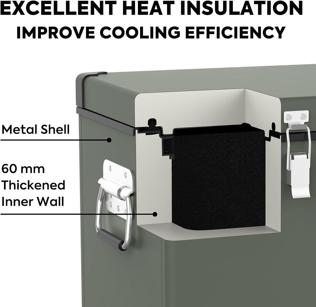 ICECO VL45 Portable Refrigerator with SECOP Compressor, 45 Liters Platinum Compact Refrigerator, DC 12/24V, AC 110-240V, 0℉ to 50℉, Home & Car Use (with Insulated Cover)