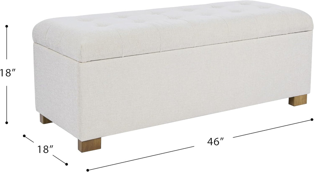 Homepop Home Decor | Upholstered Large Tufted Ottoman Storage Bench | Ottoman with Storage for Living Room & Bedroom | Decorative Home Furniture, Light Gray
