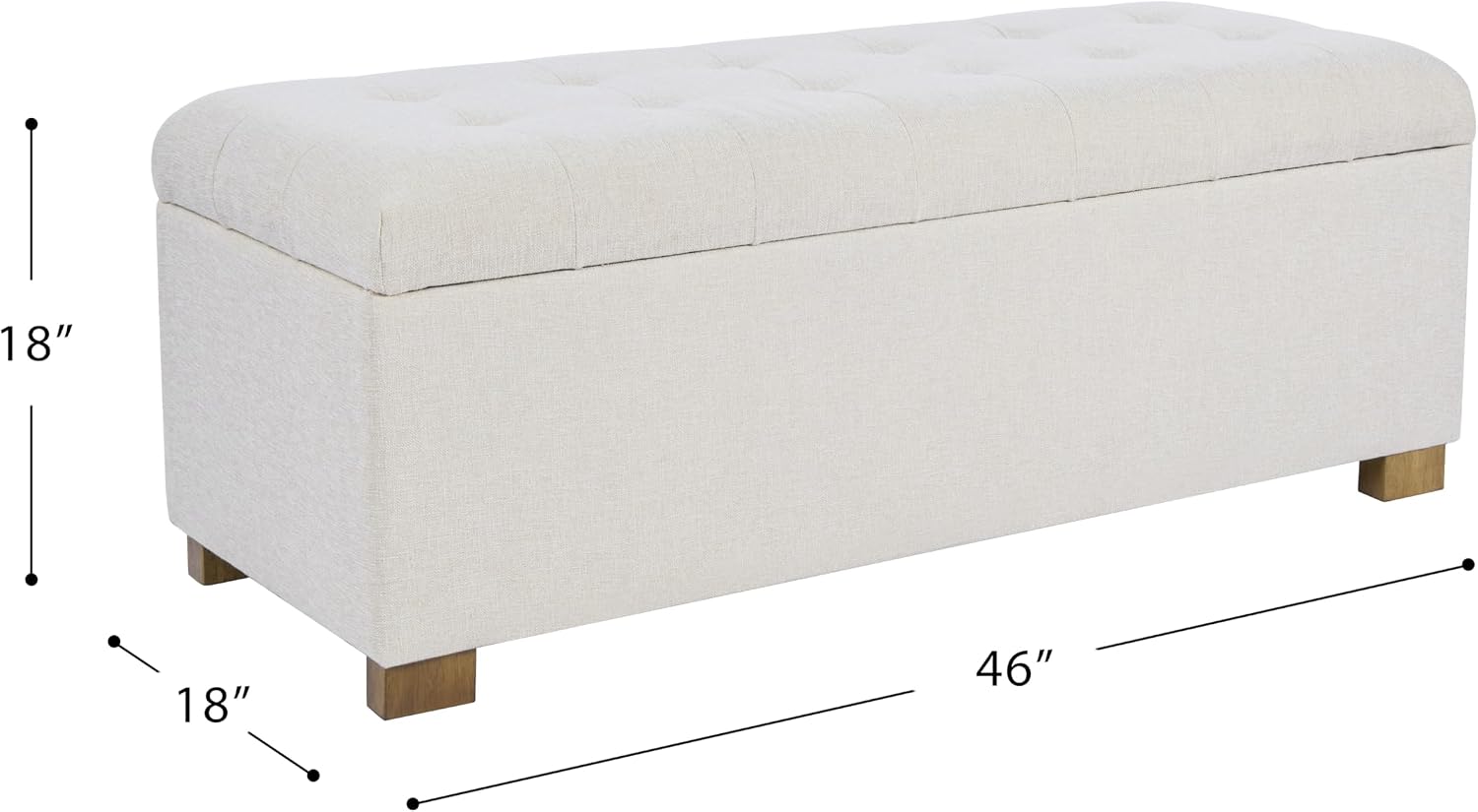 Homepop Home Decor | Upholstered Large Tufted Ottoman Storage Bench | Ottoman with Storage for Living Room & Bedroom | Decorative Home Furniture, Light Gray