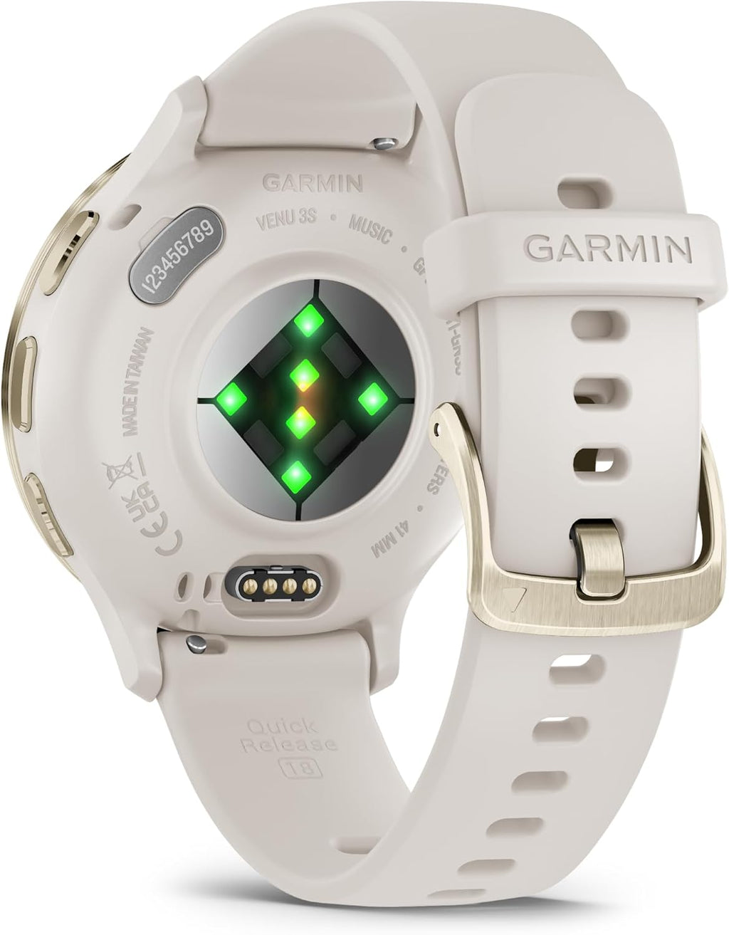 Garmin Venu 3S Advanced Fitness and Health Tracker Smartwatch Soft Gold Stainless Steel Bezel with Ivory Case and 41MM Silicone Band 1.2 Inch AMOLED Touch Screen Display, Bundle with Accessories