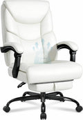 WAILOR 400lbs Office Chair with Foot Rest, Reclining Big and Tall Office Chair with Lumbar Support, High Back PU Leather Computer Chair,Comfy Desk Chair for Home Office (Casual) (White)