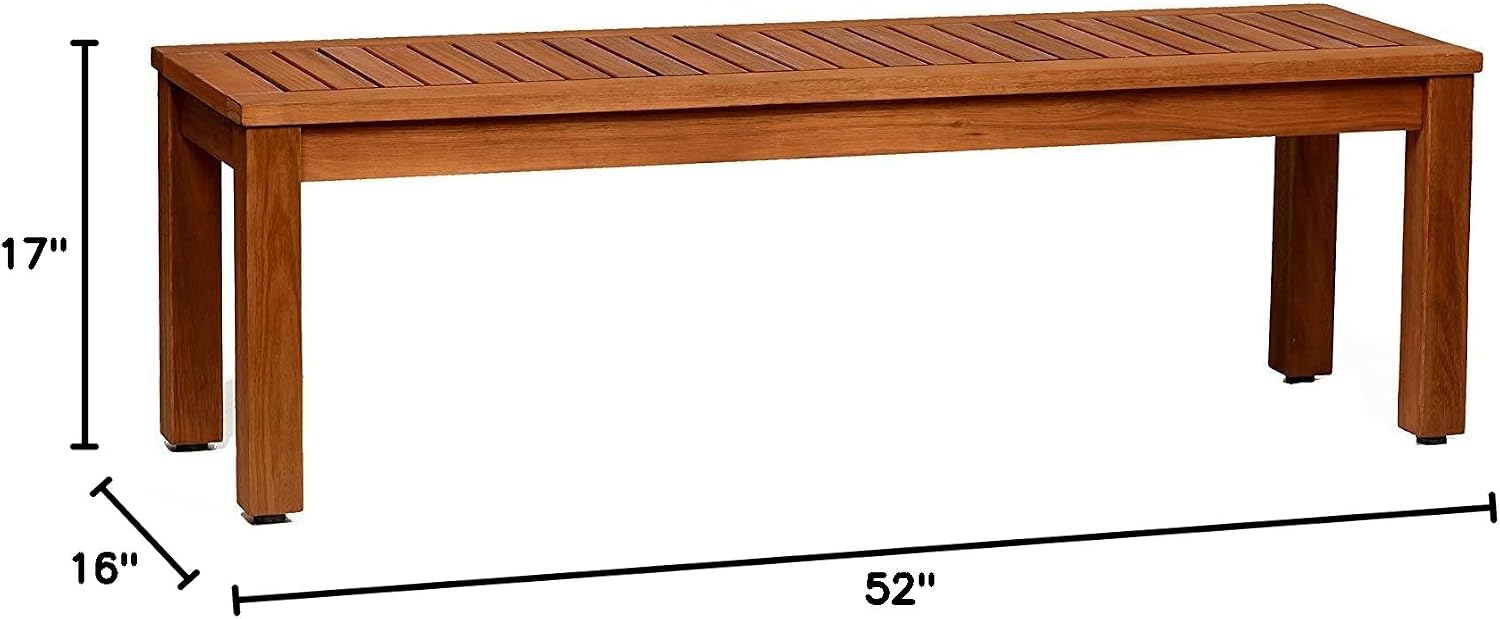 Amazonia Aster Backless Patio Eucalyptus Wood | Ideal for Outdoors and Indoors, 53', Brown Bench
