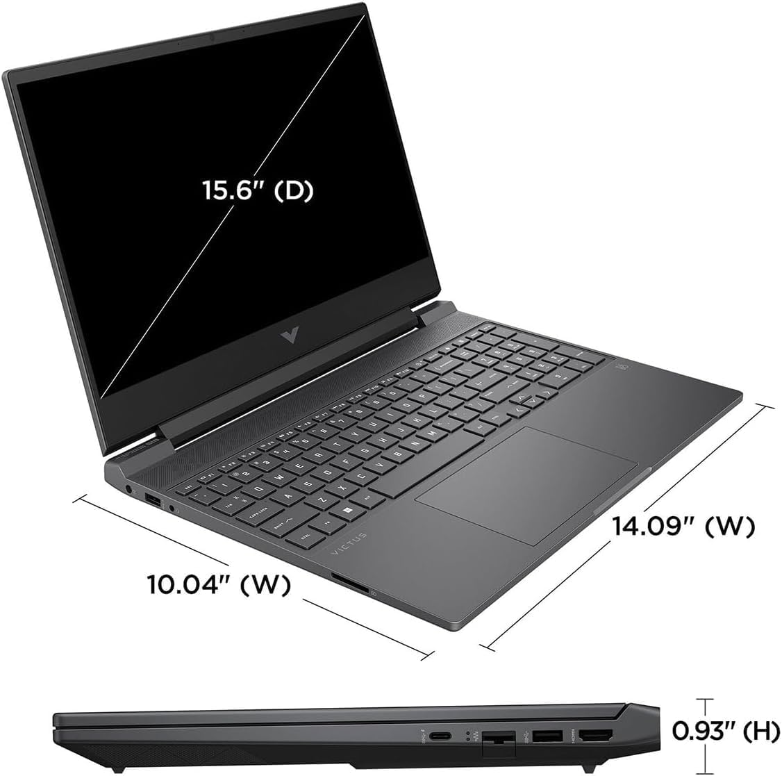 HP Victus 15.6' 144Hz FHD Gaming Laptop,AMD Ryzen 5 7535HS,64GB DDR5 RAM,2TB SSD,AMD Radeon RX 6550M,Beats RTX 2050,Backlit Keyboard,Windows11 Pro, Mica Silver