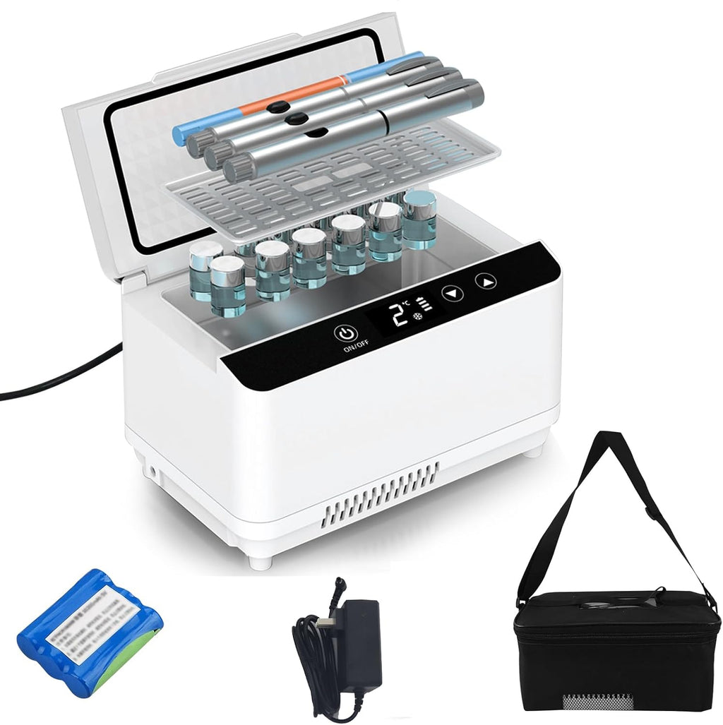 Electric Insulin Cooler Travel Case Box, Insulin Fridge for Travel TSA Approved, Portable Insulin Refrigerator, Diabetic Travel Case With LCD Display, 2-18℃ Temperature Control, 3–5 Insulin Pens