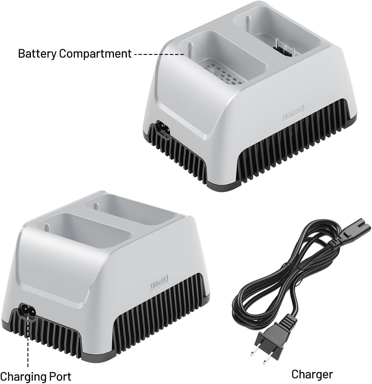LiTHELi FrozenPack 12V Car Refrigerator, 20L/21QT Portable Electric Cooler, -4~68℉ Travel Fridge Freezer for Camping, Road Trips, RV, Boat & Beach, 2x4.0Ah Batteries and Duat Port Charger