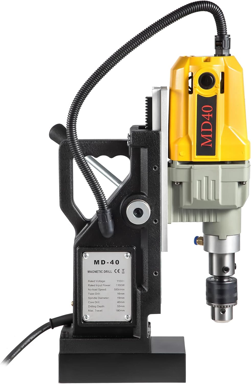 VEVOR Magnetic Drill, 1100W 1.57' Boring Diameter, 2697lbf/12000N Portable Electric Mag Drill Press with 12 Drilling Bits, 580 RPM Max Speed Drilling Machine for any Surface and Home Improvement