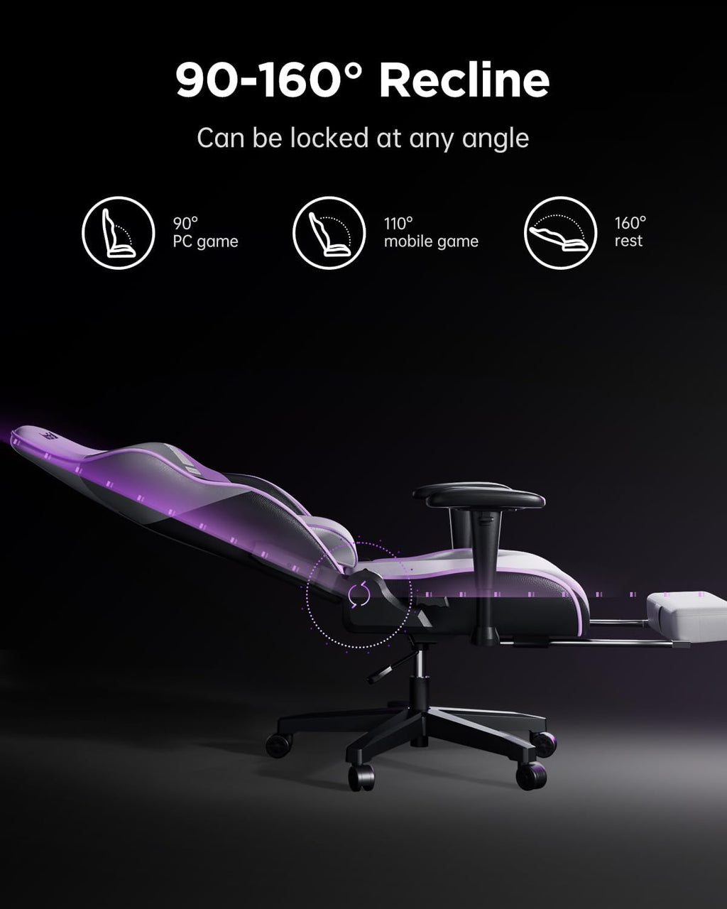 AutoFull C3 Gaming Chair, Ergonomic Wingless Cushion Computer Chair,PU Leather Racing Style Office Chair with Lumbar Support Pillow and Footrest,White