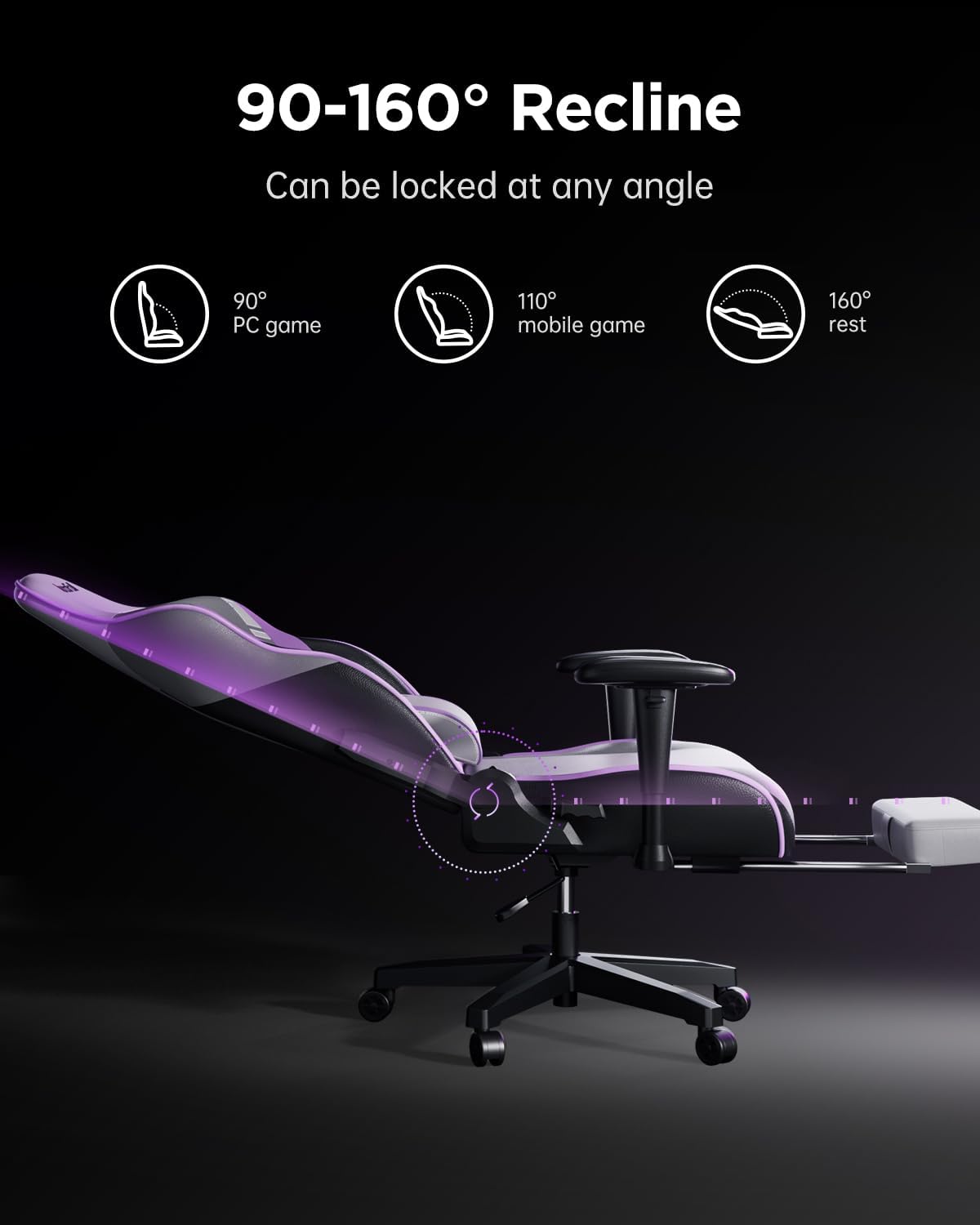 AutoFull C3 Gaming Chair, Ergonomic Wingless Cushion Computer Chair,PU Leather Racing Style Office Chair with Lumbar Support Pillow and Footrest,White