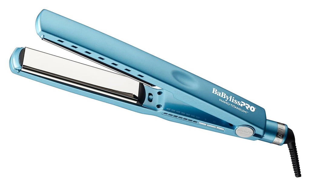 BabylissPRO Nano Titanium Ionic Hair Straightener, Professional Flat Iron for All Hair Types
