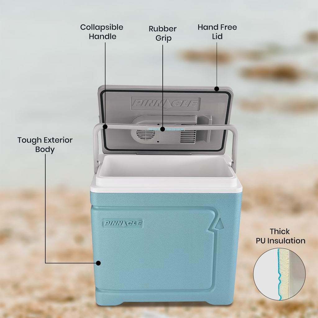 Pinnacle Thermoware Electric Cooler – Large 30L Portable Cooler for Hot and Cold Drinks and Food – 12v Travel Cooler for Car, Camper, RV, Van – Plug-In Cooler Refrigerator for Travel, Fishing, Hunting