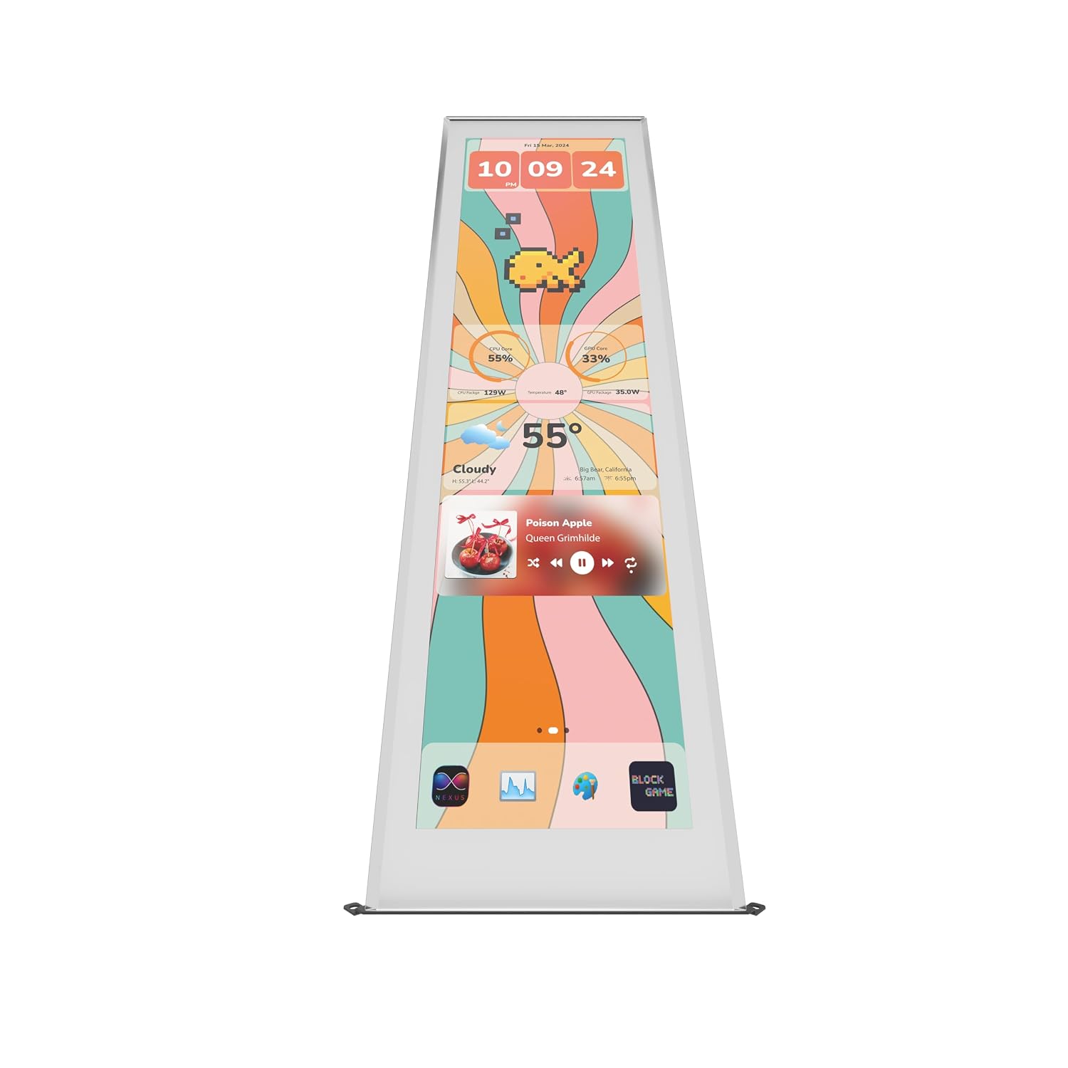 Hyte Y70 Touch Infinite Display Upgrade Screen Kit for PC Case - 14.9' IPS Display - 2.5K Resolution - 60Hz - 10-Point Touch - Snow White