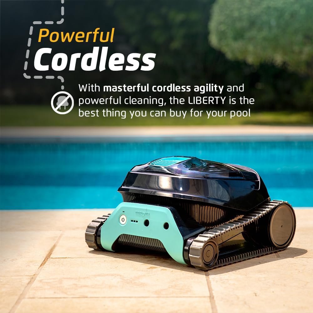 Dolphin Liberty 300 Cordless Automatic Robotic Pool Vacuum Cleaner, Magnetic Charging, Click-Up for Easy Removal, Ideal for In-Ground Pools up to 33 FT in Length