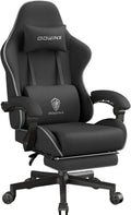 Dowinx Gaming Chair Fabric Big and Tall with Pocket Spring Cushion, Massage Game Chair Cloth with Headrest, Ergonomic Computer Chair with Footrest 350LBS, Black