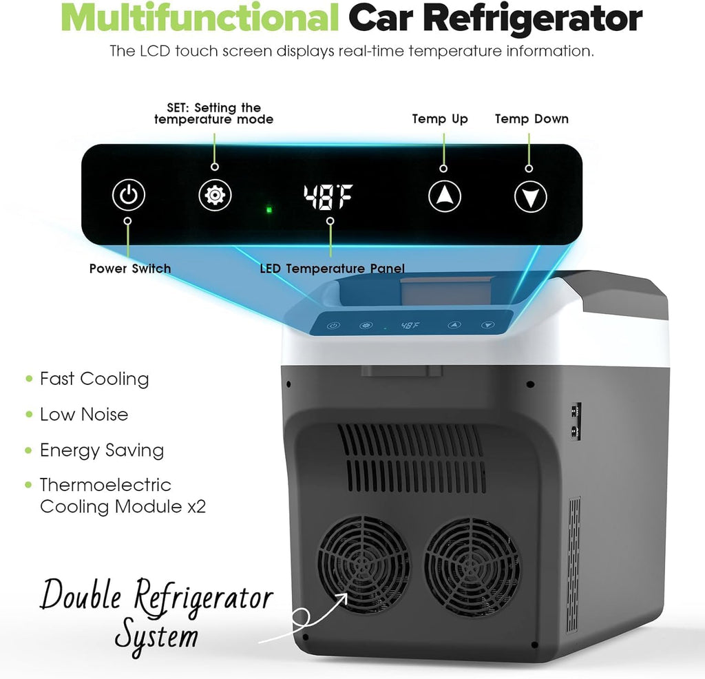 advwin 12 Volt Car Refrigerator Electric Cooler/Warmer, Plug In Car Cooler with 110V AC Home Power Cord & 12V Car Adapter, Portable Refrigerator for Camping, Travel, RV (22L, Dark Grey)