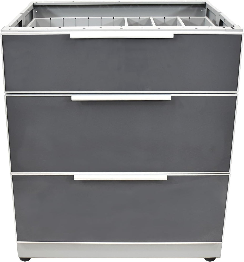 Blue Sky Outdoor Living 2-Piece Modular Outdoor Kitchen Combo Set - Weather-Resistant Stainless Steel and Tempered Glass - Includes 3-Drawer Storage, 2-Door Storage, and 2 Extended Countertops