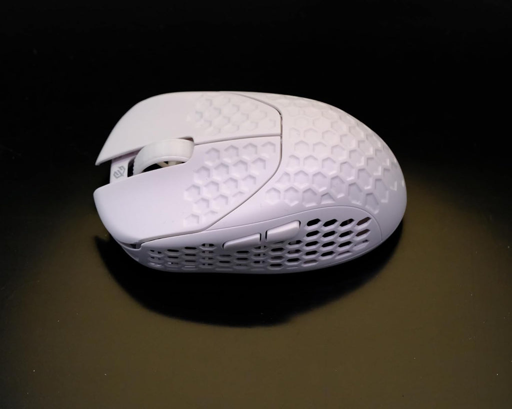 GWolves HTR Lightweight Wireless Fingertip Grip Gaming Mouse,~28Gram,8K-Report,Low Latency,PAW3395 26,000CPI,Nrf52840 CPU,6 Programmable Btns,On-Board Memory,PC/Mac and Laptop (Honeycomb, White)