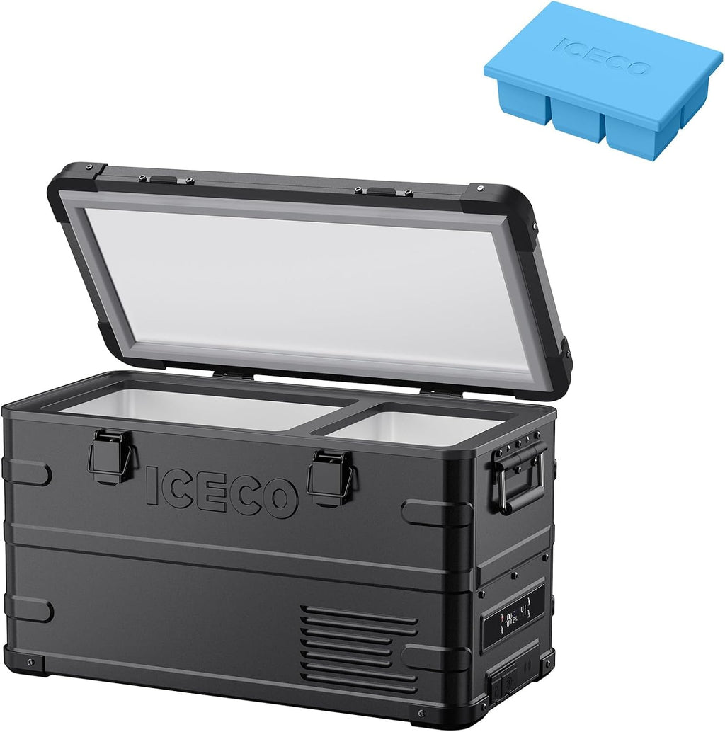 ICECO APL35 Dual Zone Portable Fridge Freezer, 37 Quart 12V Car Refrigerator with Secop Nano Compressor, Aluminum Electric Compressor Cooler 12/24V DC, 100-240V AC, -4℉~68℉, for RV,Camping,Travel