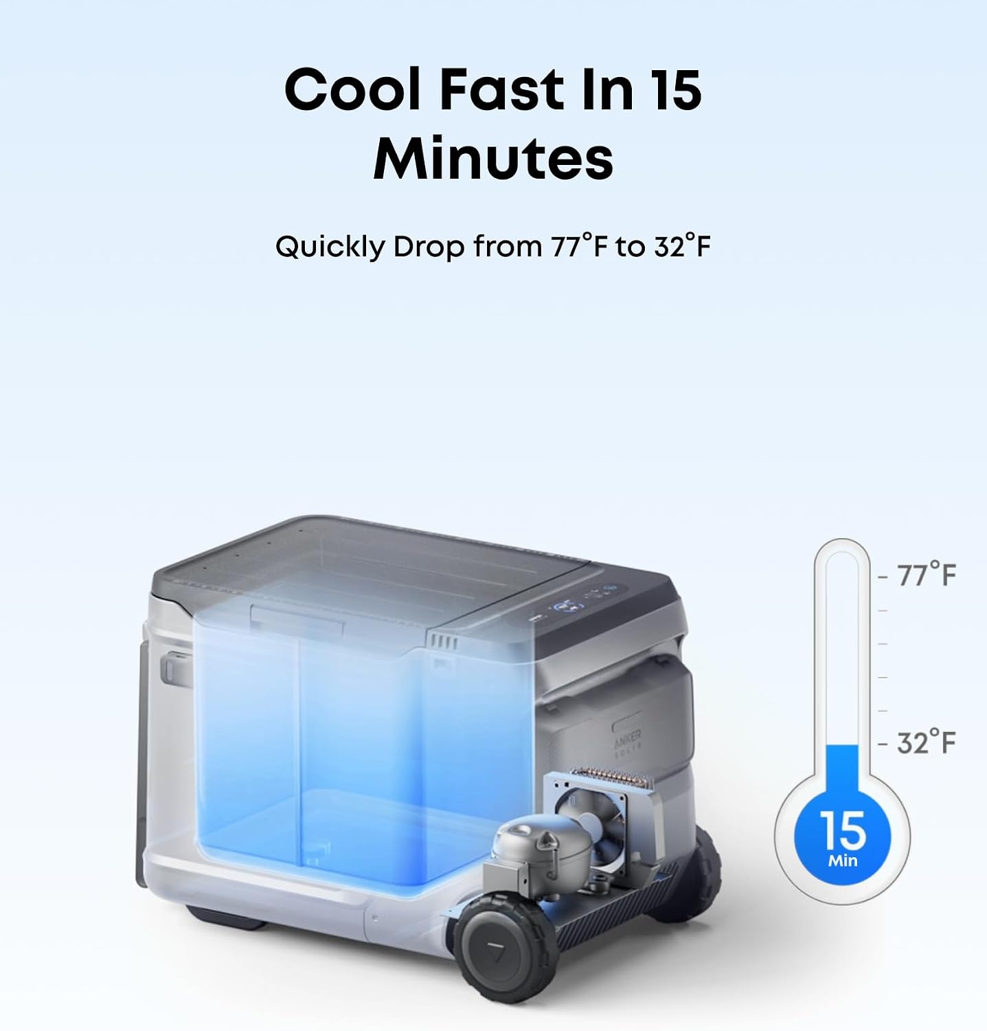 Anker SOLIX EverFrost 2 23L Cooler,61 qt Car Refrigerator, Electric Cooler with 288Wh Battery, Powered by AC/DC or Solar,for Outdoor Camping, Travel, and Fishing, Fits in Trucks
