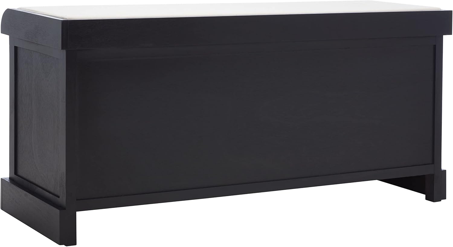 SAFAVIEH Home Collection – Briar 3-Drawer Upholstered Storage Bench, Farmhouse Entryway Accent Bench with Cushion Top, Black Frame & Greige Drawer Fronts (BCH5700E)