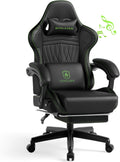 GTPLAYER Gaming Chair for Adults, Ergonomic Video Game Chairs, Footrest & Linkage Armrest, Reclining High Back Silla Gamer with Speakers for Home Office, Ace Pro, Black & Green
