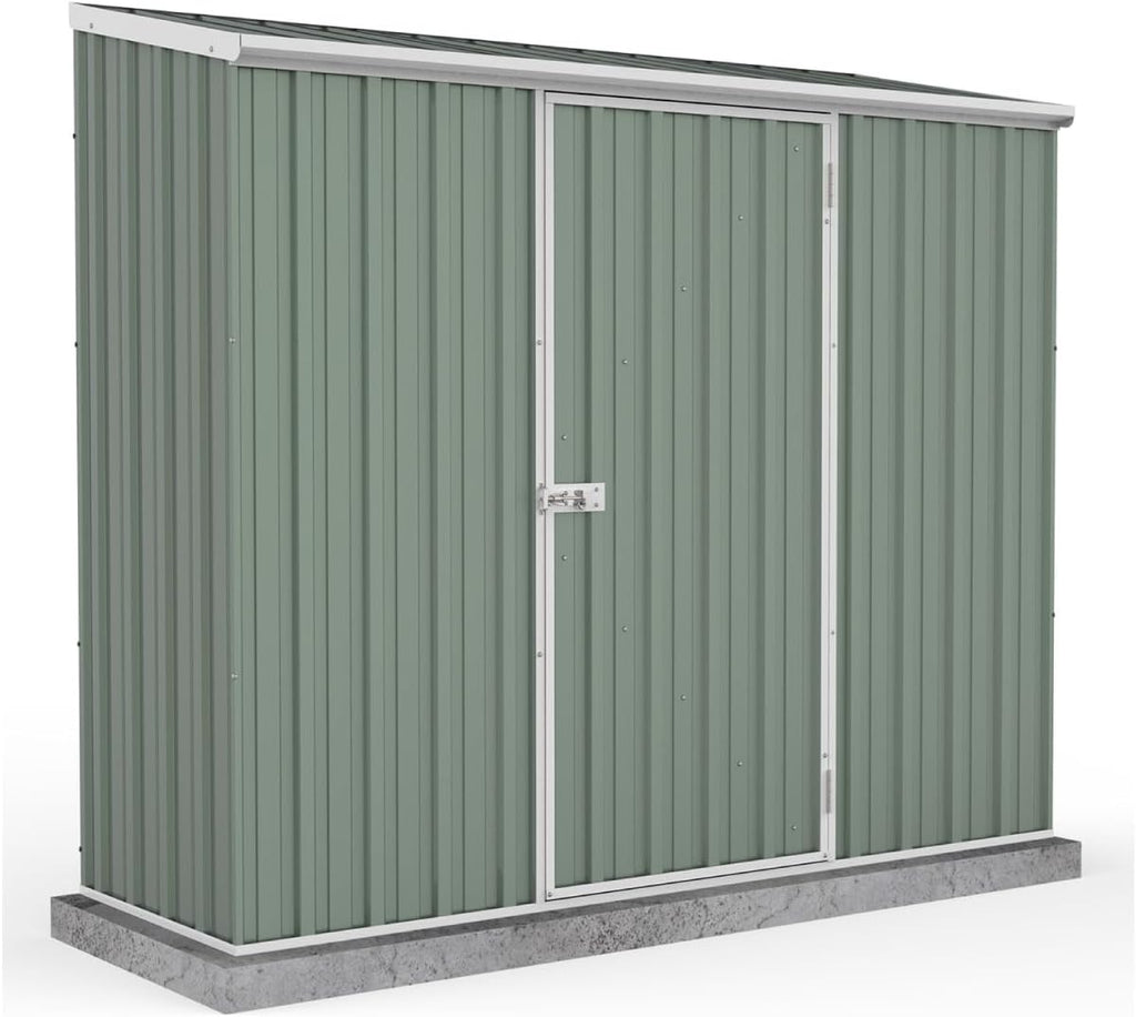 ABSCO 7' x 3' Space Saver Shed, Aluminum and Steel Utility Tool Shed, Outdoor Storage for Backyard, Lawn Patio, Bikes, Pale Eucalypt Metal Shed