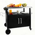Heavy-Duty Outdoor Kitchen Island with Storage Cabinet - Movable BBQ Grill Table & Pizza Oven Stand, Portable Food Prep Station, Rolling Dining Cart for Patio, Backyard & Indoor Griddle Table